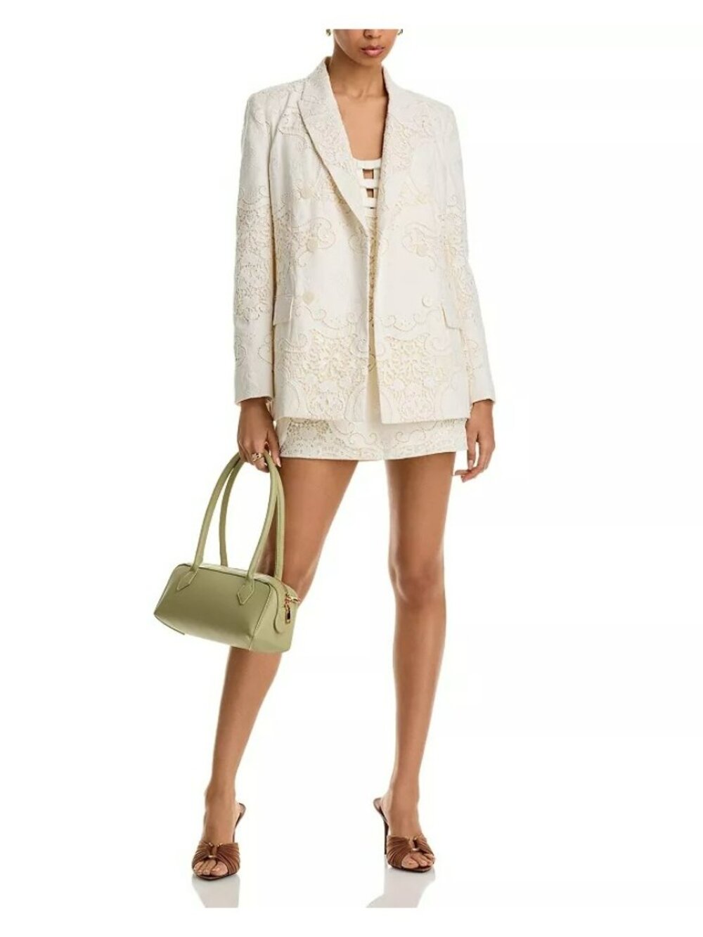 NEW LoveShackFancy Luara Cotton Doiley Lace Blazer Jacket White Bridal Coquette - Picture 2 of 16